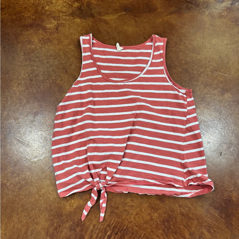 Striped Sleeveless Tie-Front Top
